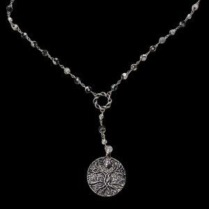 Black & White Fire Agate Y Necklace